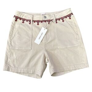 DRIFTWOOD High Waist Cream Boho Southwestern Embroidery Stretch Shorts Size 30